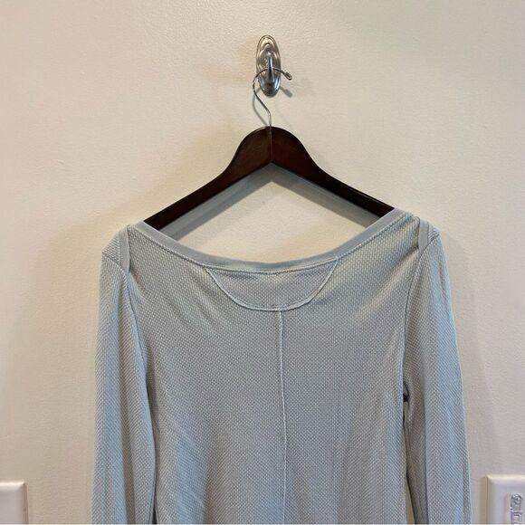 Free People Rosey Seaspray Waffle Embellished Cuff Thermal Top large - Picture 7 of 11
